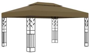 Pavilion cu acoperiș dublu & lumini LED, gri taupe, 3x4m