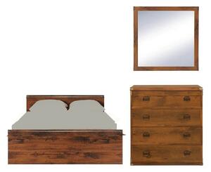 Set dormitor INDIANA, stejar sutter, cu pat 120x200, comoda cu 4 serta