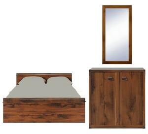 Set dormitor INDIANA, stejar sutter, cu pat 120x200, comoda cu 2 usi s