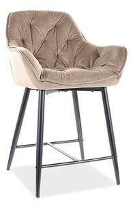 Scaun bar living CHERRY H-2, bej - Bluvel 28/negru mat, stofa catifela