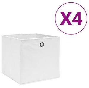 Cutii depozitare, 4 buc., alb, 28x28x28 cm, textil nețesut