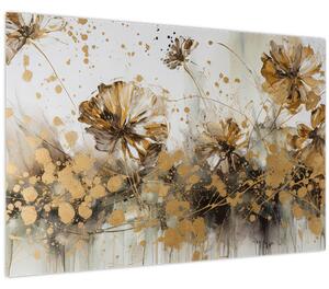 Tablou - pictură abstractă florală (90x60 cm)
