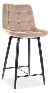 Scaun bar textil CHIC H-2, bej - Bluvel 28/negru, stofa catifelata/met