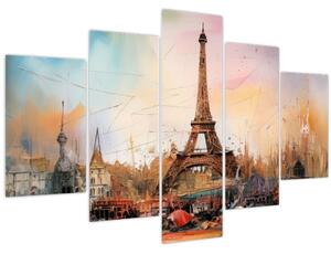 Tablou - Pictură a Turnului Eiffel (150x105 cm)