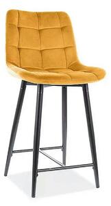Scaun bar CHIC H-2, galben - Bluvel 68/negru, stofa catifelata/metal