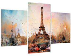 Tablou - Pictură a Turnului Eiffel (90x60 cm)