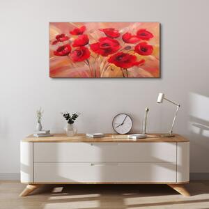 Tablou canvas flori de maci rosii