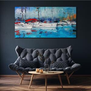 Tablou canvas Harbour Ships Water Blue
