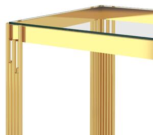 Masă laterală, auriu, 120x40x78 cm, oțel inoxidabil & sticlă