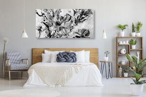 Tablou florile moderne de vară pictate în design alb-negru