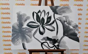 Tablou floare de lotus în design alb-negru