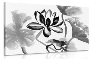 Tablou floare de lotus în design alb-negru