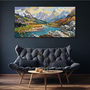 Tablou canvas pădurea râului munților