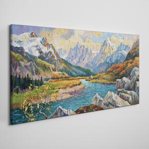 Tablou canvas pădurea râului munților