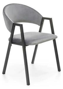 Scaun K473, stofa catifelata gri, 54x58x82 cm