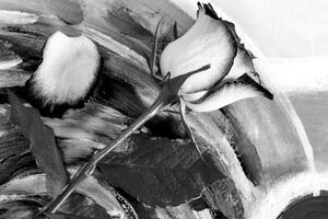 Tablou trandafir în design alb-negru