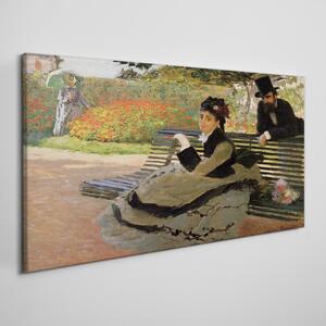 Tablou canvas Femeie bancă de parc Monet