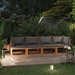 Canapea de grădină cu 4 locuri, cu perne, lemn masiv de acacia