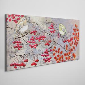 Tablou canvas ramuri fructe frunze păsări