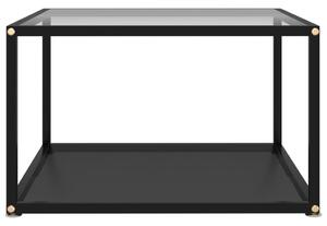 Măsuță cafea, transparent/negru, 60x60x35 cm, sticlă securizată