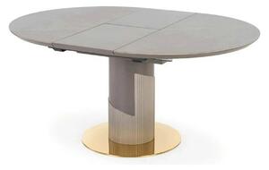 Masa eleganta living MUSCAT, gri cu efect marmura/auriu, 120/160x120x7