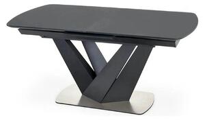 Masa extensibila din sticla/otel PATRIZIO, negru, 160/200x90x77 cm