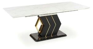 Masa extensibila VINCENZO, alb/negru/auriu, 160/200x90x77 cm