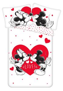 Lenjerie pat pentru copii Mickey and Minnie Love05 din bumbac, 140 x 200 cm, 70 x 90 cm