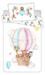 Lenjerie de pat pentru copii Animale Flying baloon din bumbac, 100 x 135 cm, 40 x 60 cm