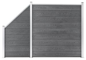 Set panouri gard, 1 pătrat + 1 oblic, gri, 273x186 cm, WPC