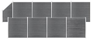 Set panouri gard, 2 pătrate + 1 oblic, gri, 1484 x 186 cm, WPC