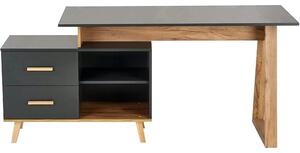 Birou SERGIO XL, gri antracit/stejar wotan, 134/210x60x78 cm