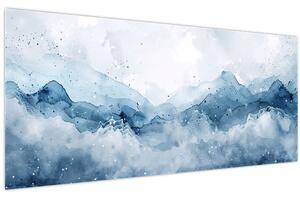 Tablou - Nori și valuri, acuarelă (120x50 cm)