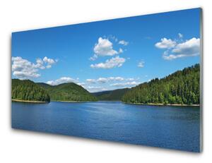 Panou sticla bucatarie Lake Forest Peisaj verde albastru