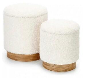 Set taburete moderne CANCUN, crem/stejar, stofa buclata/placaj indoit