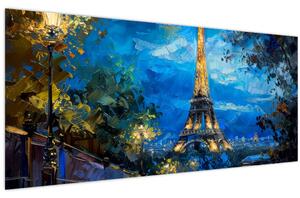 Tablou - Pictură în ulei a Turnului Eiffel (120x50 cm)