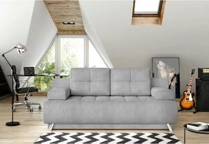 Canapea extensibila OSLO, stofa catifelata gri - Element 24, cu lada d