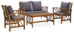 Set mobilier de grădină cu perne, 4 piese, lemn masiv de acacia