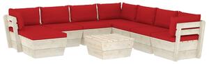 Set mobilier grădină din paleți cu perne, 9 piese, lemn molid