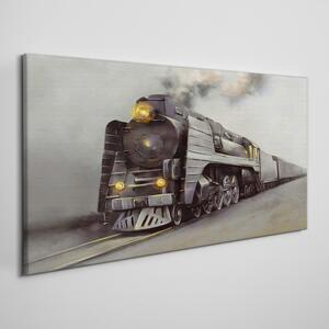 Tablou canvas șine de ceață de fum de tren