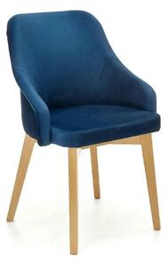 Scaun TOLEDO 2, albastru/stejar, stofa catifelata/lemn de fag 57x56x86