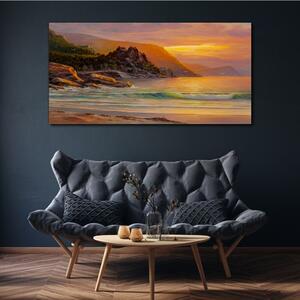 Tablou canvas copaci mare apus de soare