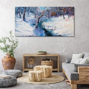 Tablou canvas Pictură Pădurea de iarnă