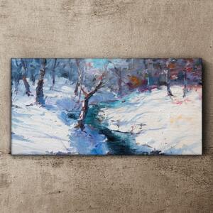 Tablou canvas Pictură Pădurea de iarnă