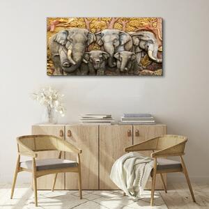 Tablou canvas animale elefanți copaci