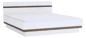 Cadru pat LYNATET TYP 91, 140x200, alb lucios/stejar inchis, PAL lamin