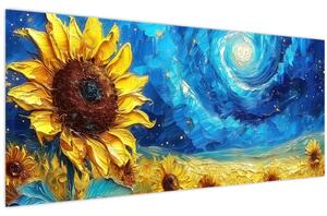 Tablou - Pictura floarea-soarelui (120x50 cm)