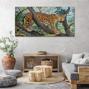 Tablou canvas arbore jungle animal pisica
