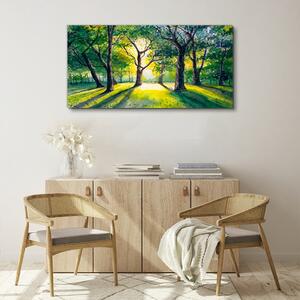 Tablou canvas pădure frunze soare