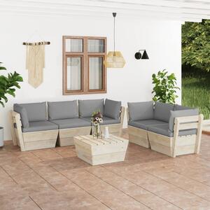 Set mobilier grădină din paleți, 6 piese, cu perne, lemn molid